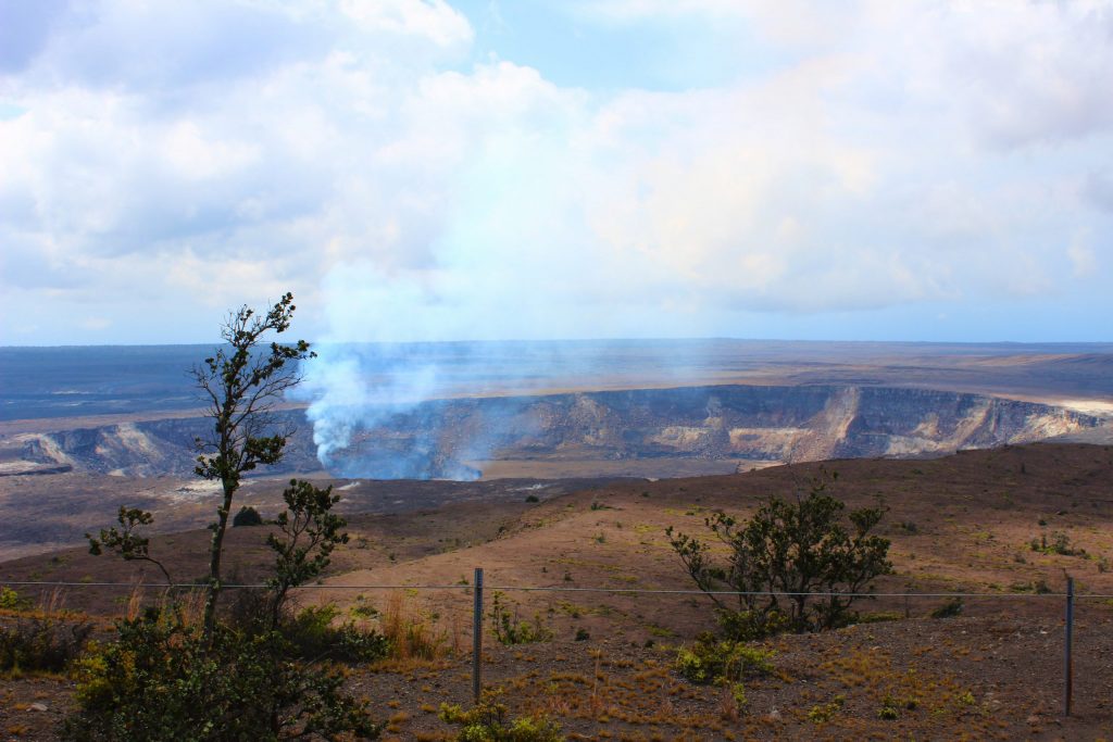 Steam rising from Halemaʻumaʻu crater inside Kīlauea caldera